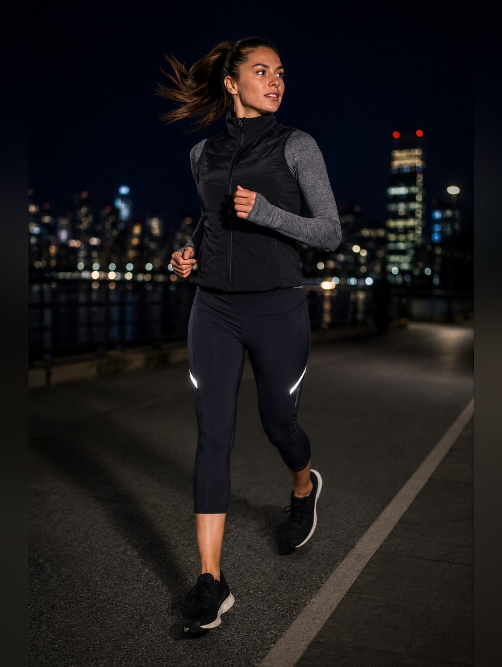 Spyder Active Mid-rise Cropped Black Reflective Compression Leggings Women's S